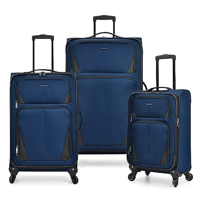U.S. Traveler Aviron Bay Expandable Softside Luggage with Spinner Wheels, Navy, 3-Piece Set by U.S. Traveler - Used - Like New condition - US$105.73