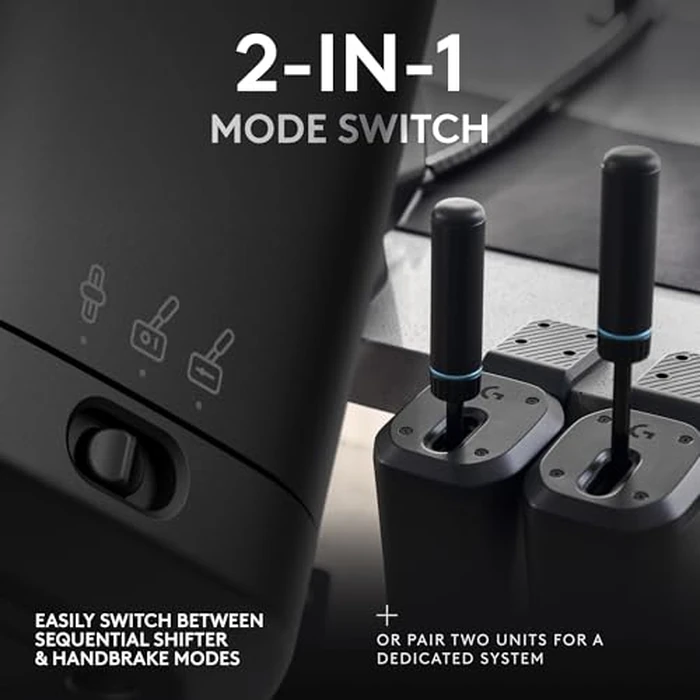 Logitech G RS Sim Racing Shifter and Handbrake With Easy Mode-Switching, Height-Adjustable Handle, and Table Clamp, for G and PRO Series Wheels, PS, Xbox, and PC Racing Units - Black by Logitech G - Image 2