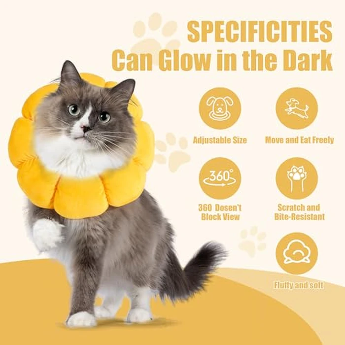 HOMBYS Soft Dog Cone for Dogs and Cats, Cute & Fluffy Flower Shape for Claming, Adjustable Dog Collar Alternative After Surgery, Protective Elizabethan Collar for Dogs Recovery & Stop Licking, M by HOMBYS - Image 3