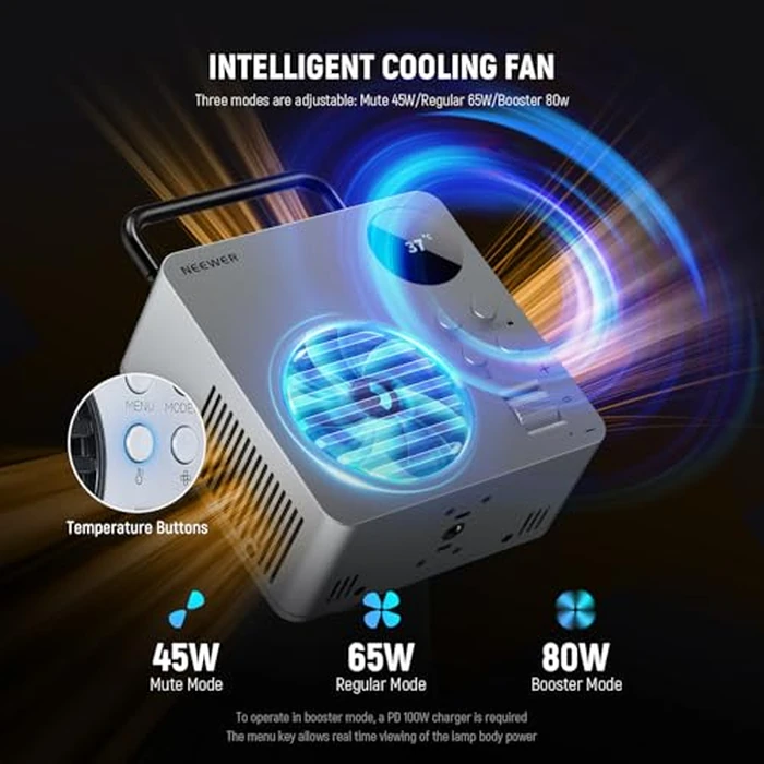 NEEWER 80W RGBWW LED Video Light with 72Wh Battery, 100W PD Fast Charger, APP/2.4G Control, 10400lux/m 2500K-7500K, Mini RGB Bowens Mount Studio Photography Recording Continuous Output Lighting, HB80C by NEEWER - Image 7