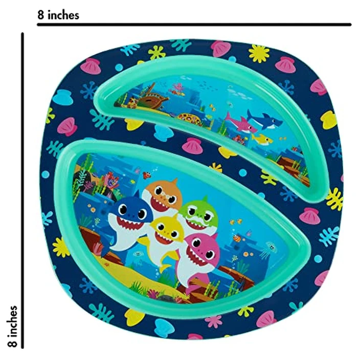 First Years Baby Shark Toddler Dinnerware Set - Includes Plate, Bowl, Fork and Spoon - 4 Count, Blue by The First Years - Image 4