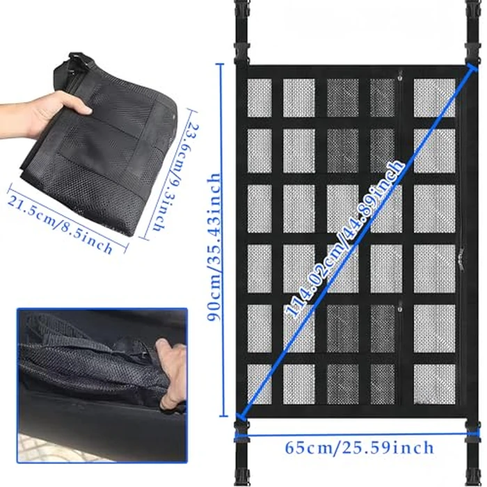 Car Ceiling Cargo Net Pocket, Adjustable Double Mesh Car Roof Bag, SUV Roof Ceiling Net Pocket, Cars Roofs Storage Organizer,Truck Travel Long Road Trip Camping Interior Accessories(90 x 65cm) by Eclove - Image 2