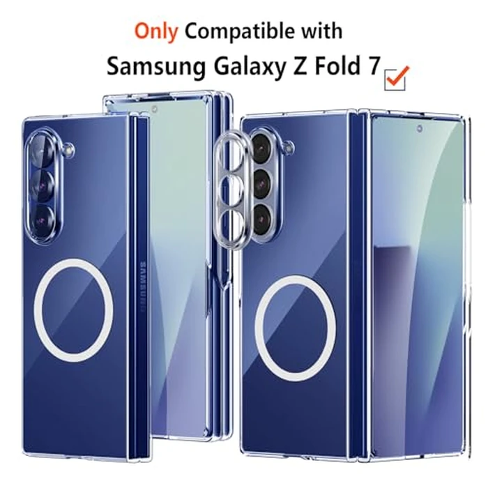 Magnetic for Samsung Galaxy Z Fold 7 Case,Clear Phone Case [Compatible with Magsafe]Built-in Screen Protector & Camera Protection,Hard PC Ultra-Thin Shockproof Protective Cases for Z Fold 7,Clear by WEYNRBOX - Image 3