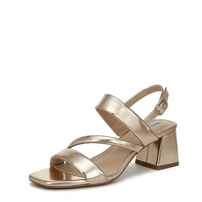 LifeStride Women's Celia Slingback Strappy Dress Sandals Heeled, Gold Metallic, 10 Wide by LifeStride - Image 1
