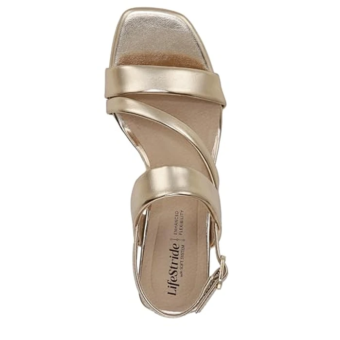 LifeStride Women's Celia Slingback Strappy Dress Sandals Heeled, Gold Metallic, 10 Wide by LifeStride - Image 5