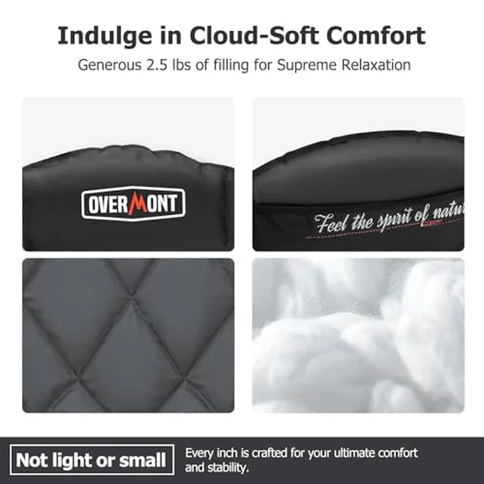 Overmont Oversized XL Camping Chair for Adults - 400lbs Support Heavy-Duty Padded Folding Chair with Side Pocket Cup Holder Cooling Bag for Outdoor Sports Garden Beach Fishing Lawn Black by Overmont - Image 6