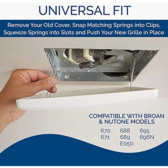 Broan-NuTone FGR101 Replacement Square Bathroom Ventilation Exhaust Fan Grille Cover, White by Broan-NuTone - Image 4