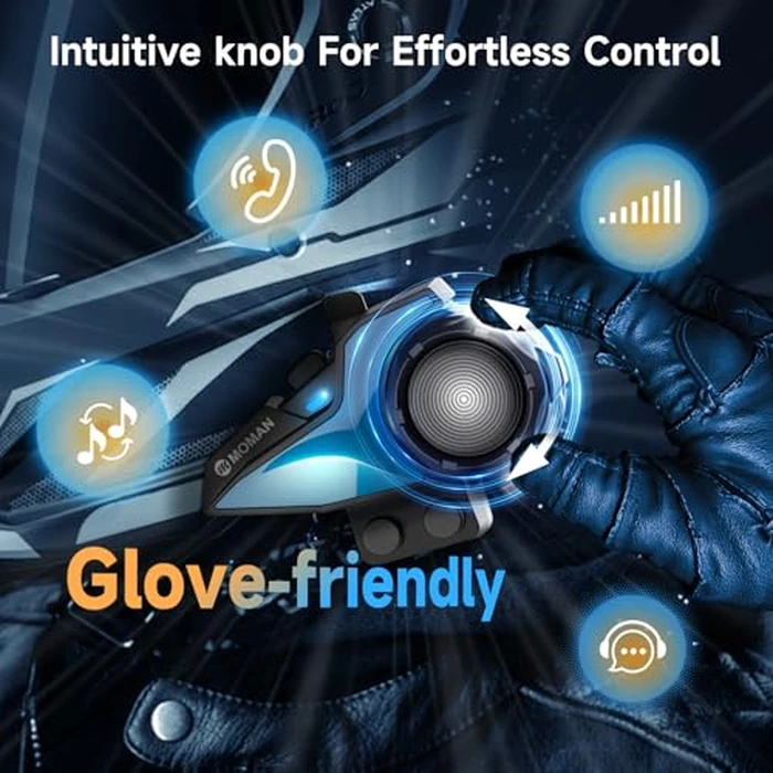 Motorcycle Intercom Headset, Moman H2E Eagle-Like Communication System with Dual Chips for Audio Multitasking HiFi Sound/Music Sharing/FM/AI Voice (2Pack), Motorcycle-Intercom-Helmet-Headset-Headphone by Moman - Image 7