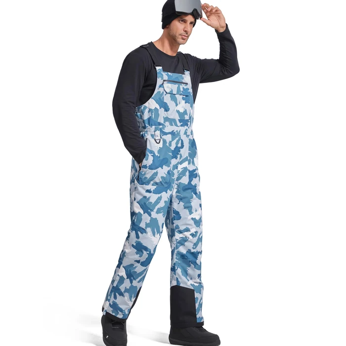 FREE SOLDIER Mens Snow Bibs Ski Pants Softshell Waterproof Insulated Warm Snow Pants Windproof Ski Bib Overalls(Camo Blue 2X-Large/32) by FREE SOLDIER - Used - Like New condition - US$48.77