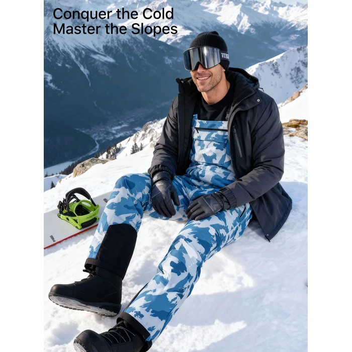 FREE SOLDIER Mens Snow Bibs Ski Pants Softshell Waterproof Insulated Warm Snow Pants Windproof Ski Bib Overalls(Camo Blue 2X-Large/32) by FREE SOLDIER - Image 8