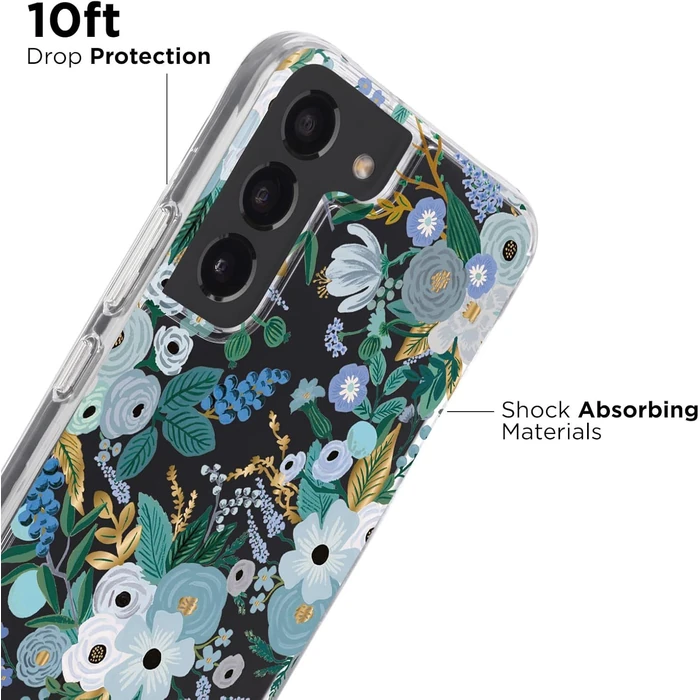 Rifle Paper Co. Floral Phone Case with Antimicrobial for Samsung Galaxy S22 - Garden Party Blue by Rifle Paper Co. - Image 3