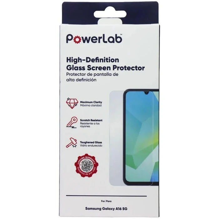 PowerLab High-Definition Glass Screen Protector for Samsung Galaxy A16 5G - Clear by PowerLab - Refurbished - Brand New condition - US$9.92