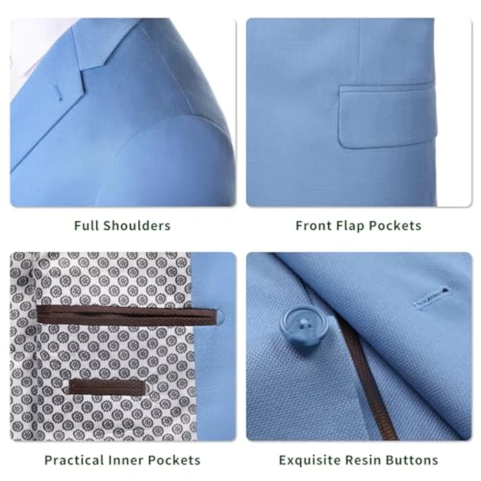 P&L Men's Modern Fit Two-Button Blazer Lightweight Sport Coat Casual Stretch Suit Jacket for Business & Daily Wear by P&L - Image 5