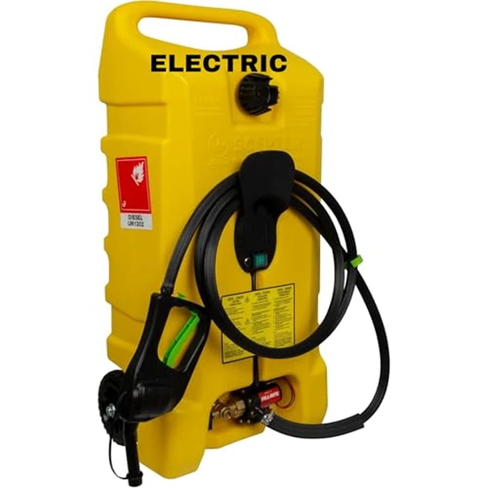 Scepter 14 Gallon Gas Caddy with Electric Fuel Pump, Flo ‘N Go Powered Portable Fuel Tank with Fill-Rite Transfer Pump and 10-Foot Hose for Farm, Marine, Commercial, and Home Use, Yellow by Scepter - Used - Very Good condition