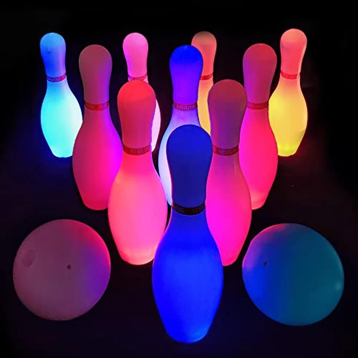 OceanWings Kids Light up Bowling Ball Toys Set,Bowling Pins Toy Game with 10 Pins & 2 Balls Fun Sports Games for Kids Toddler Indoor & Outdoor Boys Girls Children 3 4 5 6 Years by OceanWings - Image 1