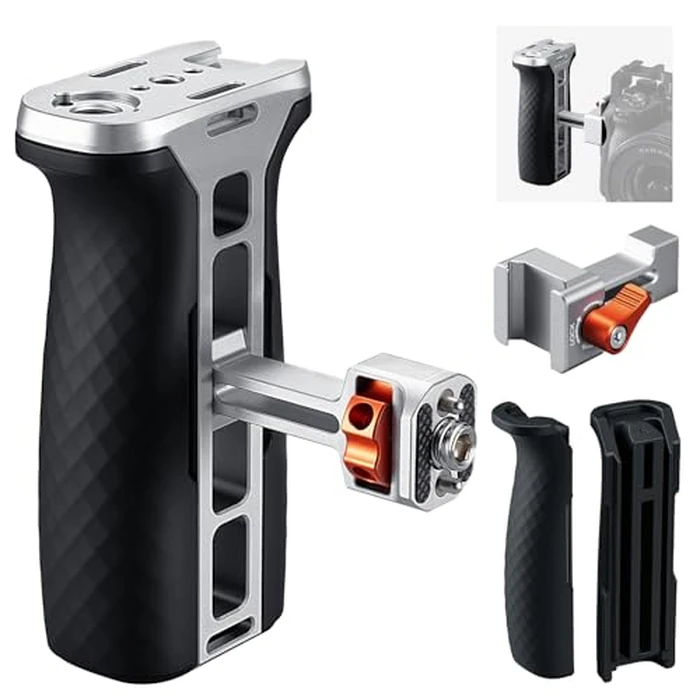K&F CONCEPT NATO Side Handle with Universal Ergonomic Removable Grip Pad, NATO Rail & 3/8" Screw Dual Mount, 4cm Height Adjustable Built-in 1/4" & 3/8" Threads and Cold Shoe for Camera Cage by K&F CONCEPT - Used - Good condition - CA$40.94