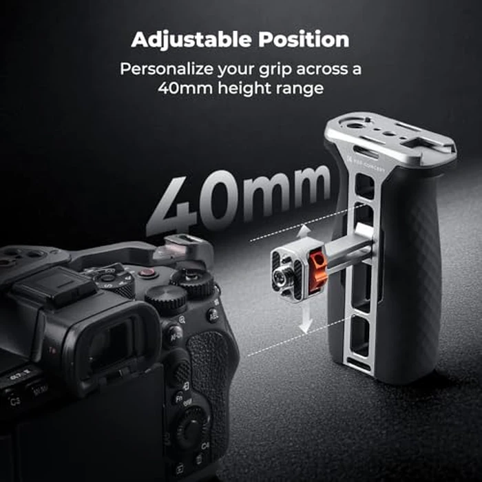 K&F CONCEPT NATO Side Handle with Universal Ergonomic Removable Grip Pad, NATO Rail & 3/8" Screw Dual Mount, 4cm Height Adjustable Built-in 1/4" & 3/8" Threads and Cold Shoe for Camera Cage by K&F CONCEPT - Image 5