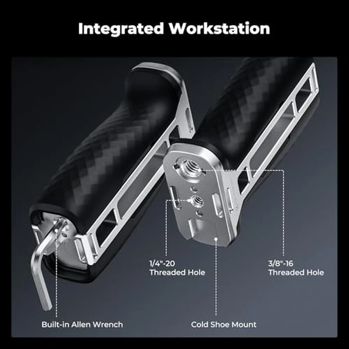 K&F CONCEPT NATO Side Handle with Universal Ergonomic Removable Grip Pad, NATO Rail & 3/8" Screw Dual Mount, 4cm Height Adjustable Built-in 1/4" & 3/8" Threads and Cold Shoe for Camera Cage by K&F CONCEPT - Image 6