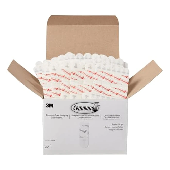 Command Poster Strips, 256 Strips Damage-Free Poster Hangers, No Tools Requried, Great for Home, Room, Wall, Office, and Dorm Decor, White Adhesive by Command - Used - Very Good condition - US$20.92