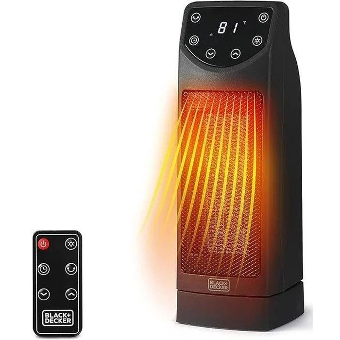 BLACK+DECKER BHT907R Oscillating Ceramic Desktop Heater with Remote - Black by BLACK+DECKER - Image 1