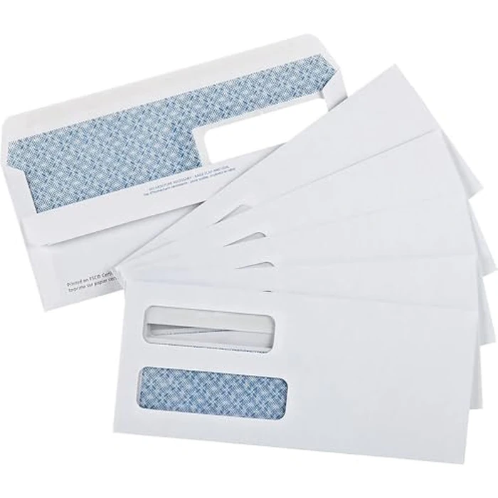 Staples Fold-and-Stick #10 Double Window Security Envelopes - 4-1/8" x 9-1/2" - White - 250 Pack by STAPLES - Image 2