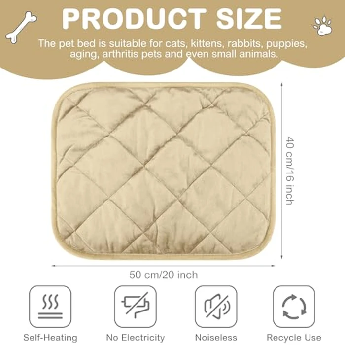 Clysee 4 Pack Self Heating Cat Pad Self Warming Dog Mat Reflects Body Heat Extra Warm Thermal Pet Pad Washable Dog Cat Bed Crate Bed Mat Blanket(Beige,16 x 20 Inch) by Clysee - Image 2