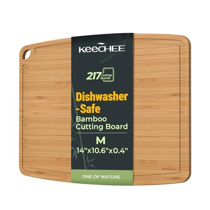Keechee Dishwasher Safe Bamboo Cutting Board, Lightweight & Durable Wood Cutting Board, Reversible with Juice Groove, Easy to Store & Clean, Ideal Kitchen Gift for Home Cooks by keechee - Used - Acceptable condition
