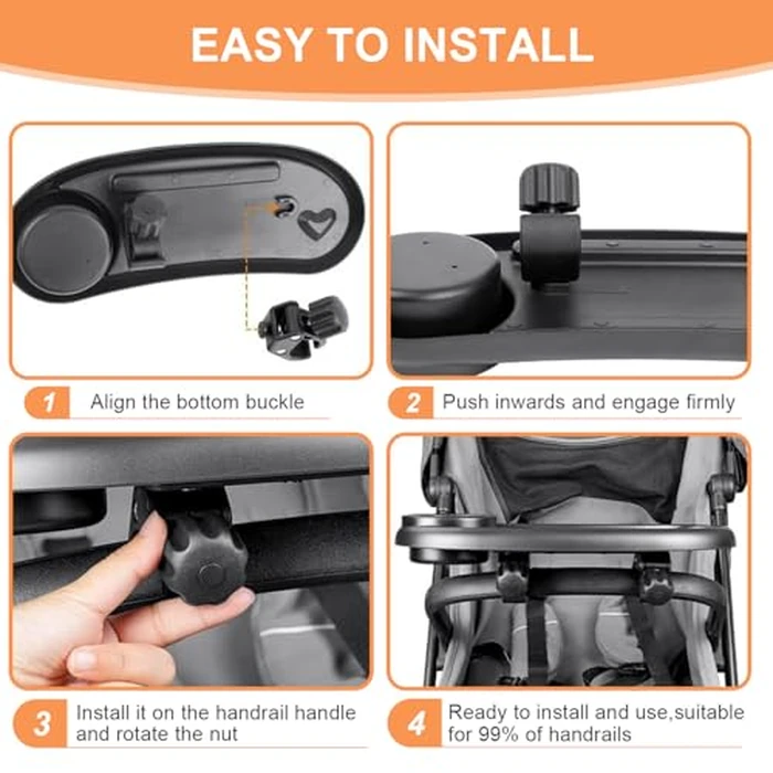Baby Stroller Snack Tray, Stroller Snack Tray Attachment - with Cup Holder and Phone Holder, Universal Removable, Convenient Outings and Traveling by Esteopt - Image 4