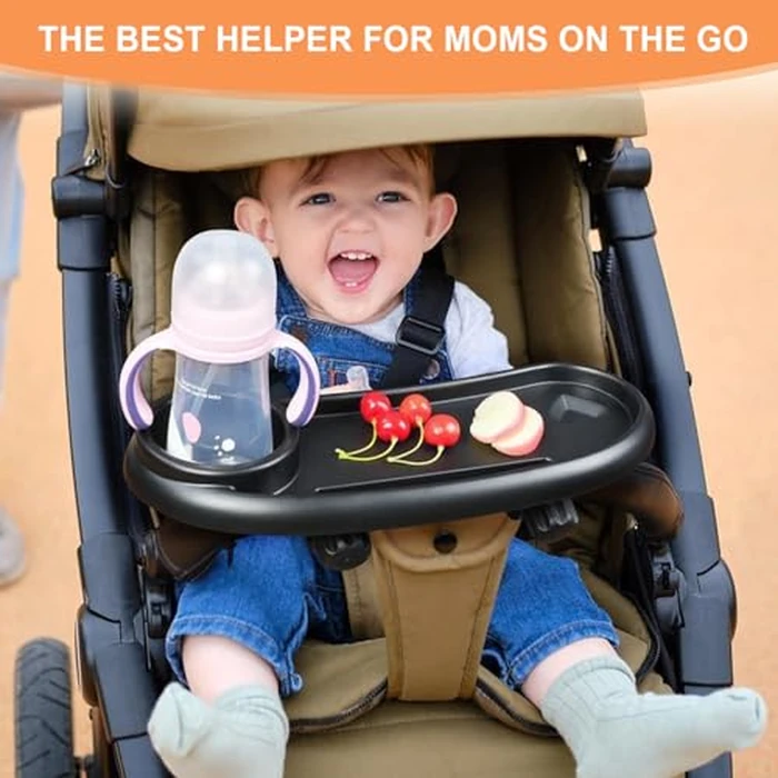 Baby Stroller Snack Tray, Stroller Snack Tray Attachment - with Cup Holder and Phone Holder, Universal Removable, Convenient Outings and Traveling by Esteopt - Image 5