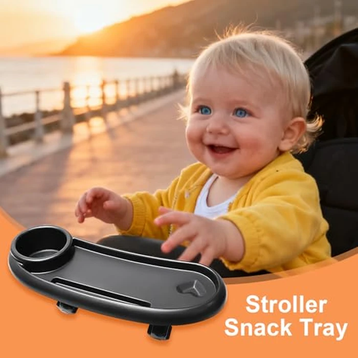 Baby Stroller Snack Tray, Stroller Snack Tray Attachment - with Cup Holder and Phone Holder, Universal Removable, Convenient Outings and Traveling by Esteopt - Image 6