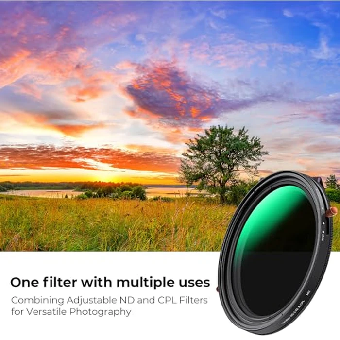 K&F CONCEPT 52mm Variable Fader ND2-32 ND Filter and CPL Circular Polarizing Lens Filter in 1 for Camera Lens Waterproof Neutral Density Polarizer Filter (Nano-D Series) by K&F CONCEPT - Image 3