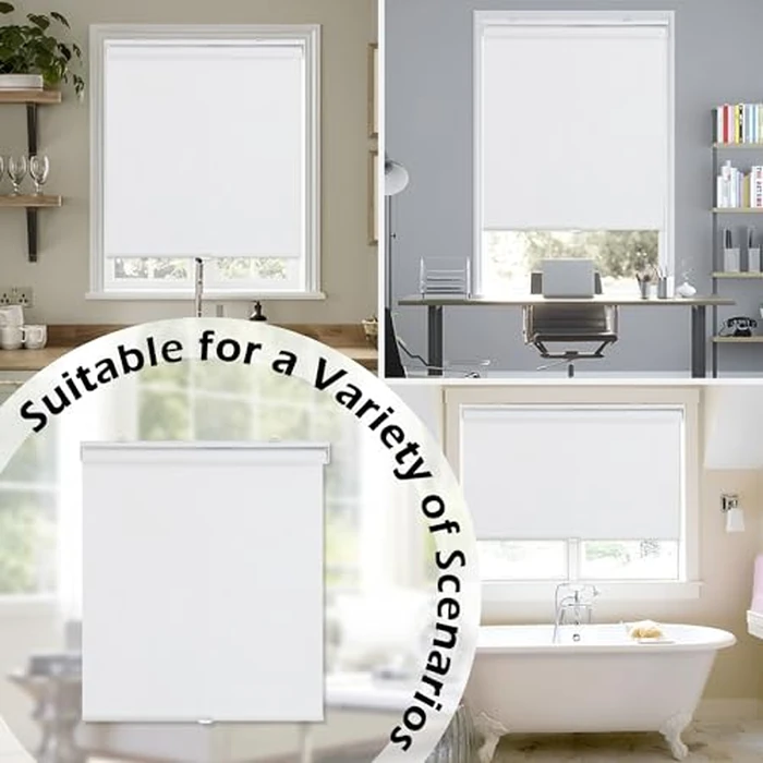 BWEROCIQ Blackout Blinds for Windows Cordless Roller Shades Pull Down Room Darkening Thermal Insulated UV Protection Window Shades for Bathroom Bedrooms 28W in x 72H in（71W cm x 183H cm, White by BWEROCIQ - Image 6