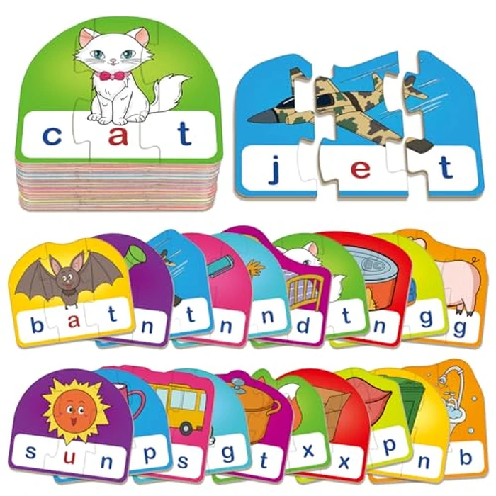 HugHush CVC Puzzle Cards for Kids, Toddler Speech Therapy Toys, 3 Letter Word Puzzle, Reading Spelling Game, Preschool Classroom Must Have by HugHush - Used - Like New condition