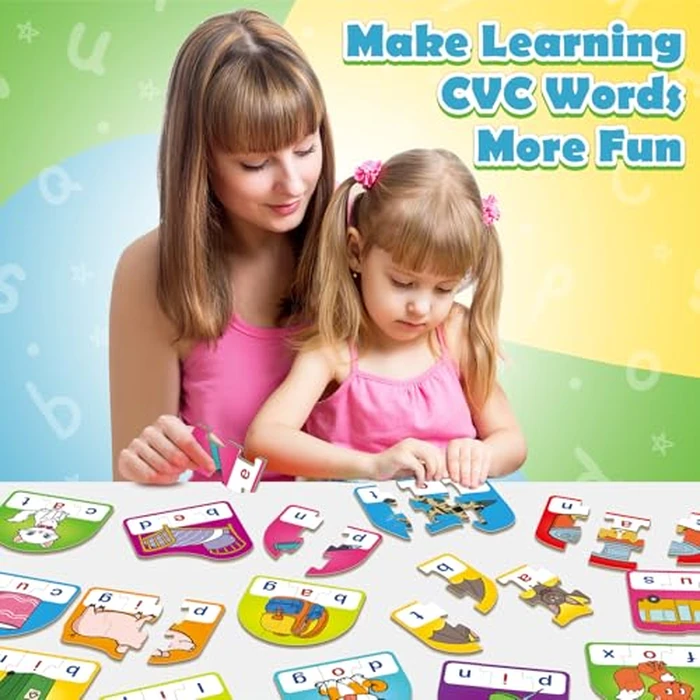 HugHush CVC Puzzle Cards for Kids, Toddler Speech Therapy Toys, 3 Letter Word Puzzle, Reading Spelling Game, Preschool Classroom Must Have by HugHush - Image 6