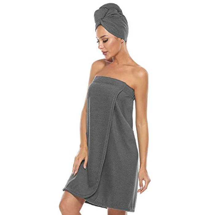 ROSYLINE Bath Towel for Women Towel Wrap with Hair Drying&Adjustable Closure Grey S/M by ROSYLINE - Used - Very Good condition - CA$13.55