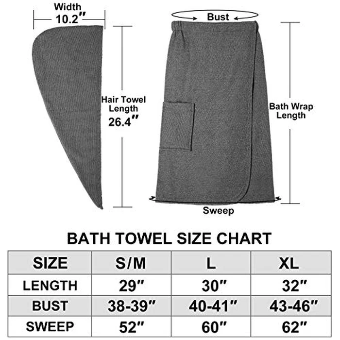 ROSYLINE Bath Towel for Women Towel Wrap with Hair Drying&Adjustable Closure Grey S/M by ROSYLINE - Image 5