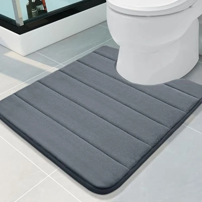 OLANLY Soft Memory Foam Bath Mat, Non-Slip and Super Absorbent Bathroom Mat, Machine Washable Quick Dry Bath Mats for Bathroom, Shower, and Tub, 20" x 24", Dark Grey by OLANLY - Used - Like New condition