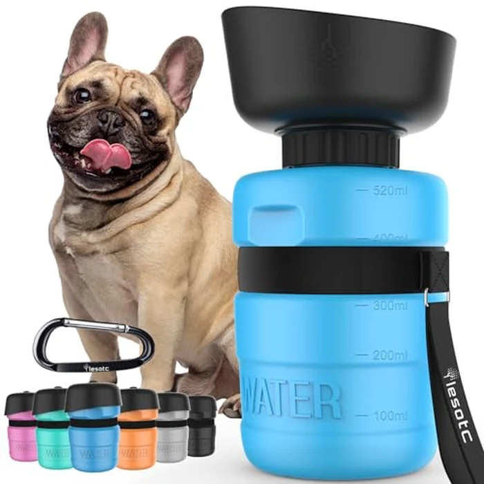 lesotc Dog Water Bottle, Portable Water Dispenser with Bowl, Leak Proof Pet Travel Squeeze Bottle, Puppy Essentials Dog Stuff Accessories for Outdoor Walking, Hiking, Camping by lesotc - Used - Very Good condition