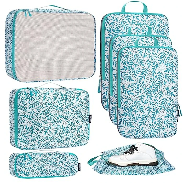 Bagail Ultralight 3 Compression Packing Cubes 3 Packing Organizers With 1 Shoe Bag-Leaf, 7 Set by BAGAIL - Used - Very Good condition