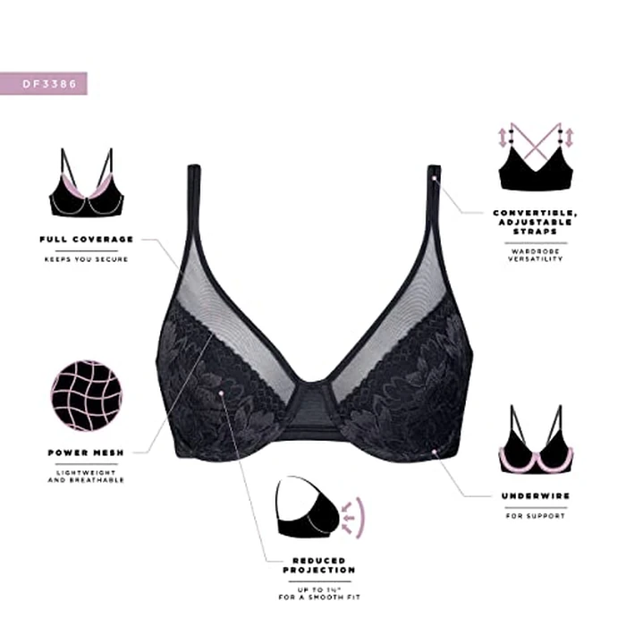 Bali Women's One Smooth U Lace Minimizer Bra, Underwire Full-Coverage Convertible Bra by Bali - Image 4