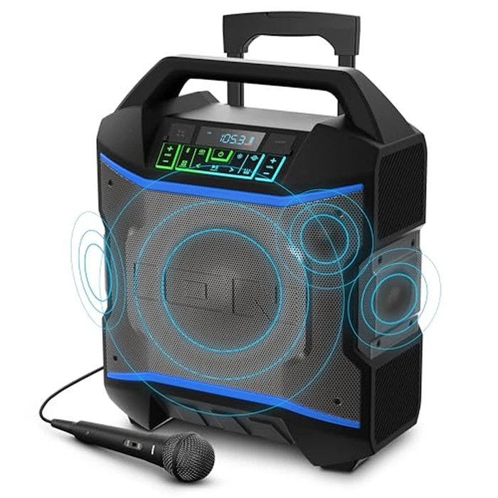 ION Block Rocker - Portable Bluetooth Outdoor Party Speaker with Karaoke Microphone, Battery, 4 Speakers, Radio, USB Port, App, Water-Resistant, 120W by ION - Image 1