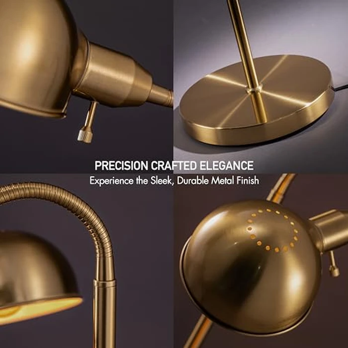 O'Bright Nova - Adjustable Floor Lamp with Flexible Gooseneck and Rotatable Shade, E26 Socket, 10-Inch Base - Ideal for Reading, Bedside, Living Room, Antique Brass by O'Bright - Image 6