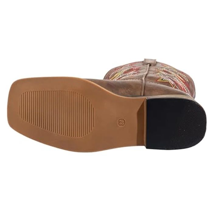 SheSole Women's Wide Calf Cowboy Boots, Stylish Square Toe Cowgirl Boots with Padded Insole, Embroidered Mid Calf Boots for Country Music Festivals & Weddings, Brown US 9 by SheSole - Image 8