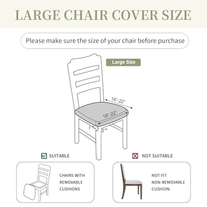 YUEANG Waterproof Chair Seat Covers Set of 6 for Dining Room, Stretch Removable Washable Chair Seat Slipcovers for Home, Restaurant, Banquet,Kitchen Chair Seat Cushion Protector(Dark Gray, Large) by YUEANG - Image 3