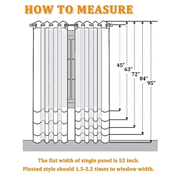 RYB HOME Semi Sheer Curtains 84 inches Long - Linen Textured White Curtains Privacy Large Window Decor for Living Room Bedroom Dining, W 52" x L 84", 2 Panels by RYB HOME - Image 7