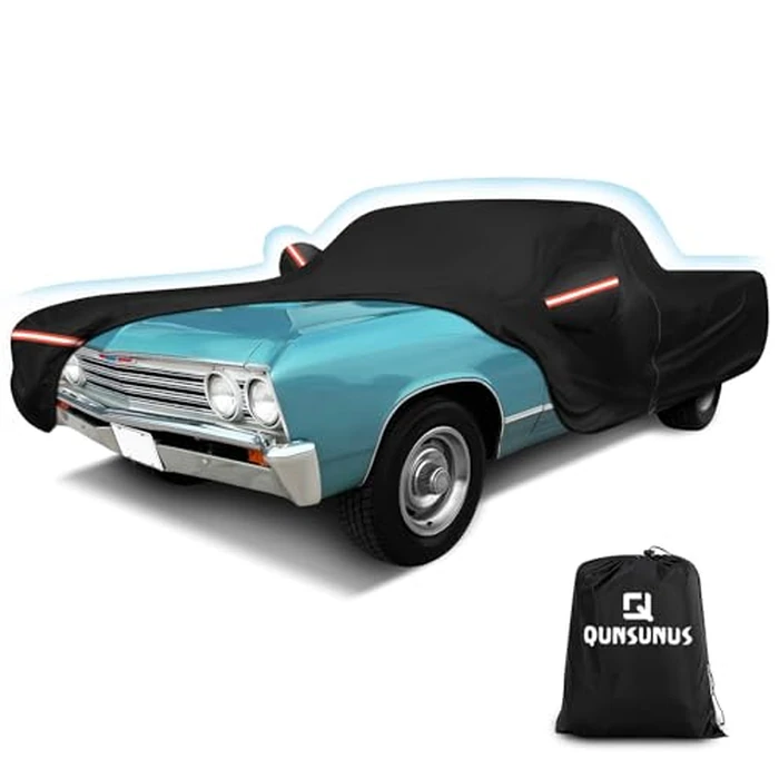 QUNSUNUS Car Cover for Chevrolet El Camino 1964-1967 and 1978-1987, Outdoor Waterproof Car Cover with Zipper, All Weather El Camino Car Covers with Wind, Sun, UV and Dust Protection by Q QUNSUNUS - Used - Very Good condition