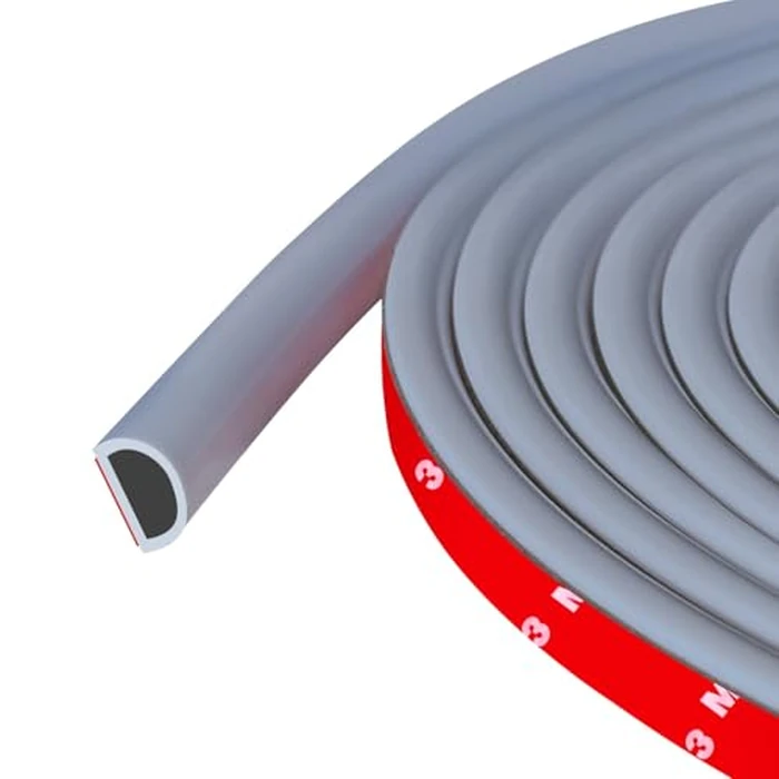 Weather Stripping Door Seal, Self Adhesive Silicone D Shaped Weather Strip, Door Seal Strip for Door Frame/Window Seal, 20Ft, Grey (3/8" W x 5/16" T) by Protalwell - Used - Very Good condition - CA$18.26