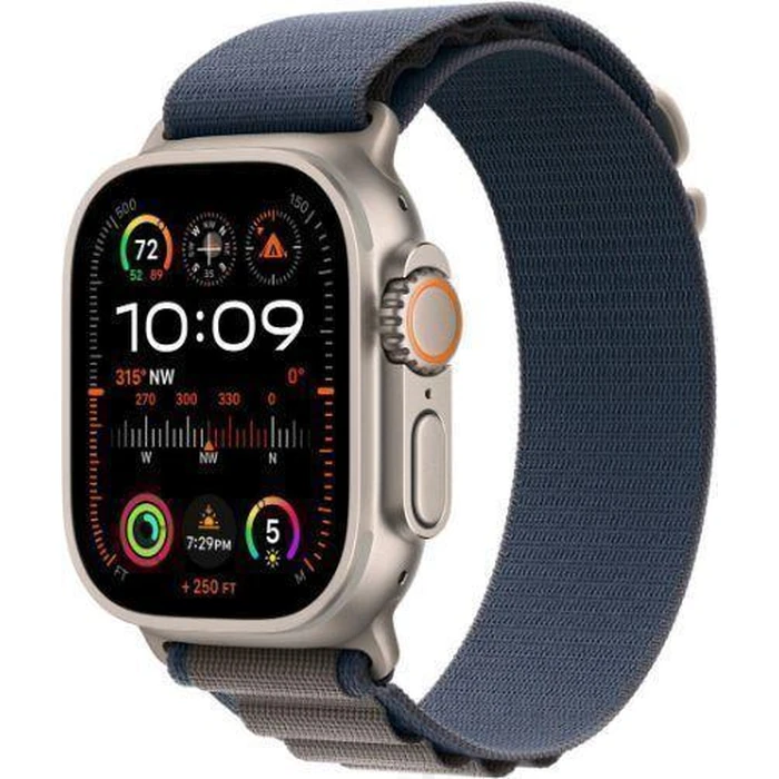 Apple Watch Ultra 2 (Cellular + GPS) - 64GB - 49mm - Titanium Titanium Case with Blue/Grey with Blue Rubber Ocean Band Alpine Loop Band - One Size by Apple - Image 2