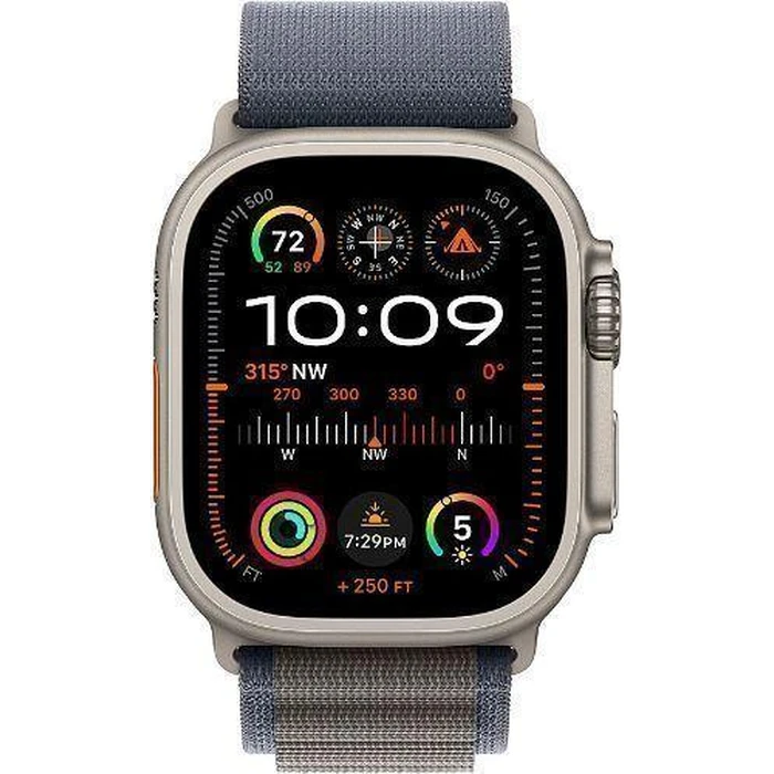 Apple Watch Ultra 2 (Cellular + GPS) - 64GB - 49mm - Titanium Titanium Case with Blue/Grey with Blue Rubber Ocean Band Alpine Loop Band - One Size by Apple - Refurbished - Good condition