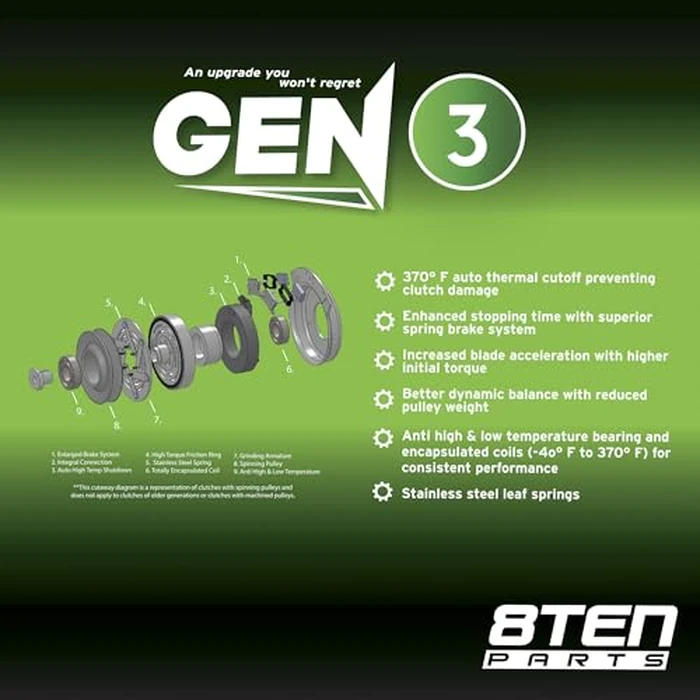 8TEN Electric PTO Clutch for Hustler Big Dog Xtreme FasTrak 36 42 44 48 54 inch 784835 784835-K by 8TEN - Image 7